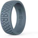 Barbell Bands Silicone Ring Men | Premium Rubber Wedding Band | Perfect Tactical Jobs, Weightlifting, Active Lifestyle (Steel Gray, 10)