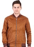 Leather Retail Men's Suede Faux Leather Standard Length Jacket, Small, Brown