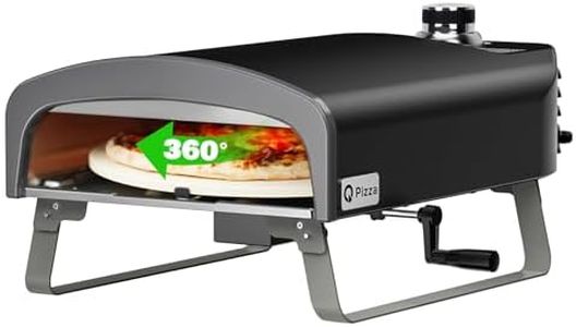 Q Pizza Portable Propane Pizza Oven with Manual Rotating Stone, Tabletop Gas Stove for Outdoor Kitchen, Gas Oven for Making Pizza, Bread, Steak, Pie, PS104
