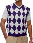 (Medium, Purple/White) - GolfKnicker Argyle V-Neck Golf Sweater Vests: Mens - Pullover - (A-ZZ)