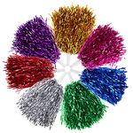 Toddmomy 14pcs Pom Poms for Cheerleading Metallic Foil Pom Poms with Handle Party Pom Poms Decorations for Party Dance Sports (Mixed Color)