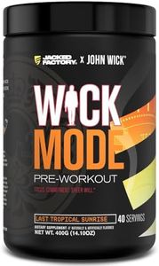 Jacked Factory X John Wick - Wick Mode Pre Workout Powder - Intense Energy, Battle-Ready Focus, Unstoppable Commitment, and Sheer Will - 40 Servings, Last Tropical Sunrise