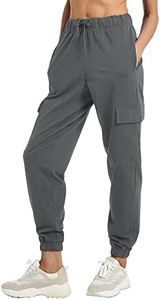 PULI Athletic Pants for Women with Pockets Cinch Bottom 2023 Fashion Joggers High Waisted Baggy Dark Grey L