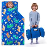 JOIEDOMI Toddler Nap Mat with Pillow & Blanket - 55''*30'' for Kids Ages 3-7 Years - Roll Up Nap Mat for Preschool - Soft Dinosaur Kids Sleeping Mat - for Boys Girls Kindergarten Daycare Sleepover