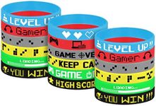 TUPARKA 18 Pcs Video Game Wristbands Rubber Bracelet Game Party Wristbands Supplies for Birthday Party Baby Shower Party Favors, 6 Styles