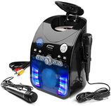 Fenton SBS20 Karaoke Machine Speaker System with CD-G Player TV Video Output and 2 Microphones, Echo Effect, Bluetooth, USB, Party Light Show, Black