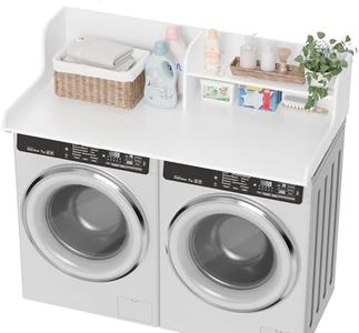 DTK Washer Dryer Wood Countertop with Shelf, 54” Laundry Countertop, White