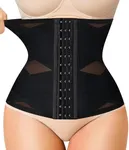 LODAY Waist Trainer for Women Corset Shapewear Tummy Control Body Shaper Cross Mesh Segmented Waist Cincher Postpartum Girdle(Black Hook,Large)