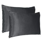 Oussum Satin Silk Pillowcase Pillow Case Covers with Envelop Closure for Hair and Skin Home Bed Decor Set of 2 Pillowcase Free 3 pcs scrunchies (Standard, Castlerock Gray)