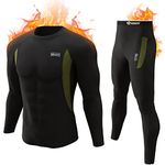 romision Thermal Underwear for Men Long Johns Fleece Lined Hunting Gear Bottom Top Set Base Layer for Cold Weather XS-4XL, Black, Large