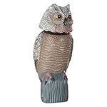 Navaris Owl Statue with Moving Head - Plastic Owl Statue with Rotating Head Fake Bird for Outdoor Garden Yard