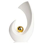 XMGZQ Modern Art Ceramic Statue Home Decor Accents,White Gold Sculpture Table Decoration for Living Room Office Dining Room Kitchen Cabinets Apartment Abstract Figurines for ​Office Desktop Bookshelf