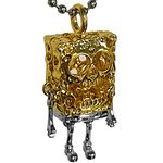 KNVSS Sponge Skull Jewelry Necklace, Gothic Square Skull bob Jewelry, 925 Silver Cute Cartoon Pendant, 925 Silver/Gold-plated brass, No Gemstone