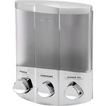 BETTER LIVING Euro Series Trio Three Chamber Soap and Shower Dipsenser, Satin Silver with Chrome Buttons