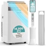 SereneLife Portable Air Conditioner and Heater, 14000 BTU Cooling & Heating with Wi-Fi Control, Dehumidifier & Fan Modes, Portable AC Unit with Window Mount Kit, Best for Rooms, White