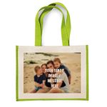 Personalised with your own Image/Text/Any Name themed canvas shopping Jute Bag,Christmas Gift. (Apple Green)