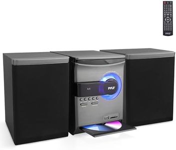 Pyle Home Stereo Shelf System - 30W Wireless BT Streaming with CD Player, FM Radio, USB & SD Card Playback, 2-Way Music Crisp-Sound, Remote Control, Dual Stereo Speakers (Black)