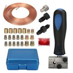 ballity 3/16 Inch Brake Pipe Flaring Tool, Handheld Pipe Expander with Metal Head, 4.75 mm Universal Brake Line Flaring Tool Set, 7.62 m Ø4.75 mm Brake Line with 16 Connections + 5 Connectors