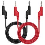 Sumnacon 2Pcs 1M 4mm Banana to Banana Plug Soft Silicone Test Cable Lead for Multimeter,1000V/15A,Black+ Red