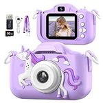Mgaolo Kids Camera Toys for 3-12 Years Old Boys Girls Children,HD Digital Video Camera with Protective Silicone Cover,Christmas Birthday Gifts with 32GB SD Card (Purple)