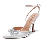 DREAM PAIRS Women's High Heels Destiny Closed Toe Strappy Heels Sexy Rhinestone Ankle Strap Pumps Wedding Bridal Party Dress Shoes SDPU2208W,Size 7,White,SDPU2208W