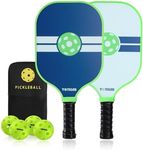 YOTIGER Pickleball Paddle Set of 2, Fiberglass Pickleball Paddles Set, Lightweight Pickleball Paddles with 2 Outdoor and 2 Indoor Pickleballs & Carrying Bag, Pickle-Ball Rackets for Beginners & Pros