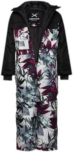 Arctix Kids Insulated Hooded Multi-Pocket Ultimate Performance Snowsuit Coveralls, Shattered Floral, Medium