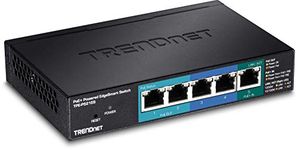 TRENDnet 5-Port Gigabit PoE+ Powered EdgeSmart Switch with PoE Pass Through, 18W PoE Budget, 10Gbps Switching Capacity, Managed Switch, Wall-Mountable, Lifetime Protection, Black, TPE-P521ES