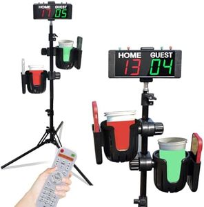 YZ Digital Cornhole Scoreboard with Drink Holder Set, Electronic Scoreboard with Remote, Cornhole Accessories Score Keeper with Phone and Drink Holders for Outdoor Games, Backyard Cornhole&Lawn Game