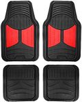 FH Group Full Set Trimmable Rubber Floor Mats, Monster Eyes (Red) - Universal Fit for Cars Trucks and SUVs