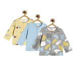 Mini Klub Baby Full Sleeve Round Neck Blue/grey/mustard Cotton Regular Fit Vest Pack of 3 (6-9M)