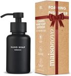 MaisoNovo Glass Foaming Hand Soap Dispenser 14 Oz | Black Foaming Soap Dispenser Black Pump x 1 w/Labels