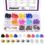 Swpeet 320Pcs Rubber Pin Backs Locking Butterfly Clutch with 10mm Blank Pins Kit, Locking Pin Backs with Storage Case, Tie Tacks Keepers Replacement Fits for Uniform Badges and Craft Making