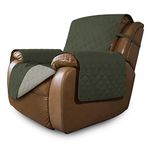 Easy-Going Oversized Recliner Reversible Sofa Cover Furniture Protector Couch Cover Water Resistant Elastic Straps Pets Kids Dog (Oversized Recliner, Army Green/Beige) 28 inches