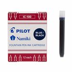 Pilot Namiki Ic100 Fountain Pen Ink Cartridge, Blue/Black, 12 Cartridges Per Pack -69102