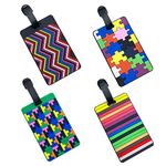 EQLEF Lovely Secure Luggage Tags PVC Suitcase Luggage Tags Business Card Holder/Travel ID Bag Tag (4 Pcs Colored Luggage Tags)