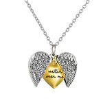 El Regalo Dumila You are My Sunshine Love Pendant Necklace with Engraved Hidden Message Locket for Women (Silver Wing)