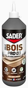Sader Colle Vinylique Bois Pro D3 – Colle d'Assemblage et de Placage du Bois – Colle D3 Menuiseries Intérieures et Extérieurs Abrités – Colle Bois Humide – Transparente – Biberon 750 g