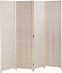 FDW Room Divider Folding Privacy Wooden Screen 4 Panel 72 Inches High 17.7 Inches Wide-Room Divider for-Living-Room Bedroom Study,Natural