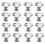 Taps2Traps Pack of 16 x Large Crystal Diamond Glass Door Knobs for Cupboard Drawer Furniture Handle Cabinet