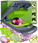 Vegetable Chopper Vegetable Cutter - Veggie Onion Salad Food Chopper Manual - Potato Chipper - Veg Chopper and Dicer - Kitchen Tools & Gadgets (4-in-1 Grey/Green)