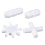 YOKIVE 4 Pcs Magnetic Stir Bar, PTFE Coated Cross/Gear/with Ring Type Stirrer | Great for Lab Liquid Solution Stirring Mixing Spinning(White, 4 Sizes)