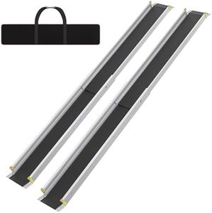 FIVMEN Lot de 2 rampes télescopiques en aluminium pour fauteuil roulant - 107 à 183 cm - Charge maximale : 300 kg - Rampe d'accès télescopique - Rampe de chargement réglable et portable pour fauteuils