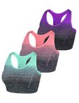 Sykooria Women's Sports Bra Mid Support Wirefree Racerback Workout Bra Removable Padding Yoga Gym Running Crop Top(3-Piece Set,M)