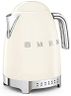 Smeg, Bouilloire à Température Variable KLF04CREU 1,7 L, Plusieurs Température, Filtre Anticalcaire Lavable, Arrêt Automatique de Sécurité, Indicateur de Niveau d'Eau, Enrouleur de Câble, 2400W, Crème