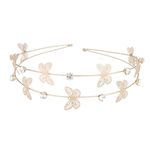 El Regalo Multi Layered Tiara Hairbands - Retro Star, Moon, Pearls, Flowers, Headband For Kids/ Girls & Women - Wedding Bridal Bridesmaid Hair Accessories (Golden Butterfly & Crystals)