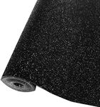 Sov Sparkly Superfine Glitter Leather Sheets Shiny Faux Fabric Canvas Perfect for Craft DIY Handmade Projects Patchwork Bow Craft Key Chain 8" x 53" (21 cm x 135 cm) 1 roll (Black)