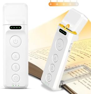 Glocusent Bookmark Style Book Light, Reading Light with Sleep Aid & Timer, 5 Brightness & 3-Color Expertise Book Light for Reading in Bed, USB Rechargeable Lamp for Book Lovers Gifts