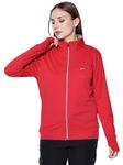 BLUE TYGA Sunscreen Standard Length Jacket Women's Travel Nylon Solid Plain Sports Summer Gym Workout Running Travel And Sunscreen Jacket For Women Nylon Winter Casual Wear, Red, L