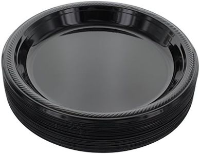 Disposable Plastic Plates Black, 10.4 Inches Plastic Dinner Plates, Strong and Sturdy Disposable Plates for Party, Dinner, Holiday, Picnic, or Travel Party Plates, Pack of 50 - by Amcrate